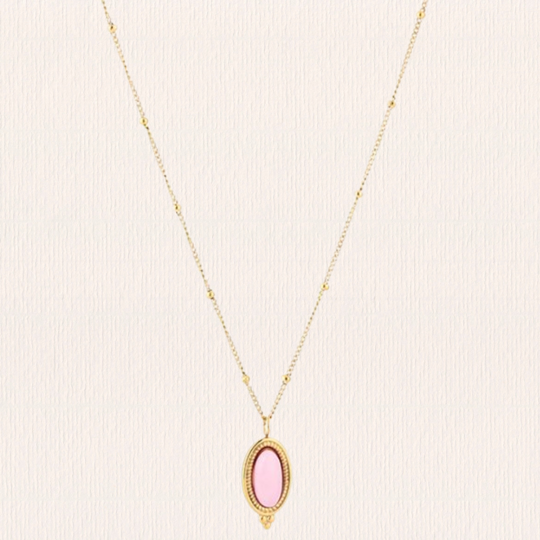 Ketting met natuursteentje - roze