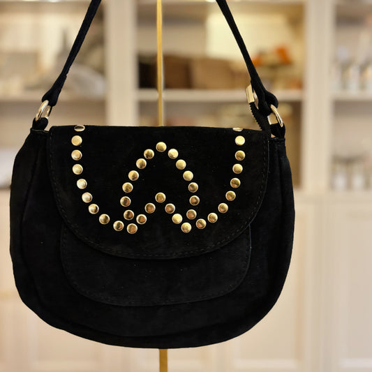 Zwarte schoudertas met studs