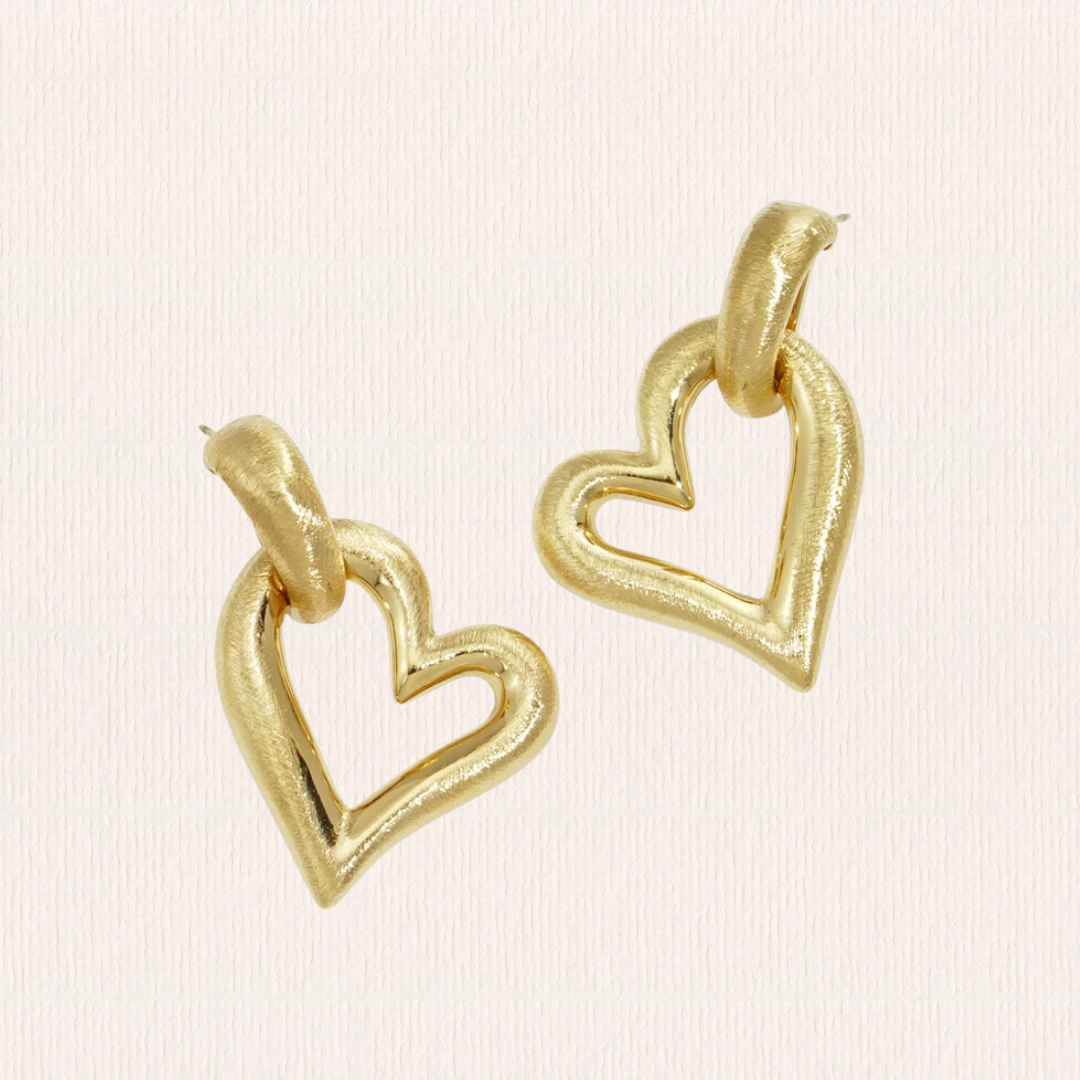 Geborstelde hartjes oorbellen