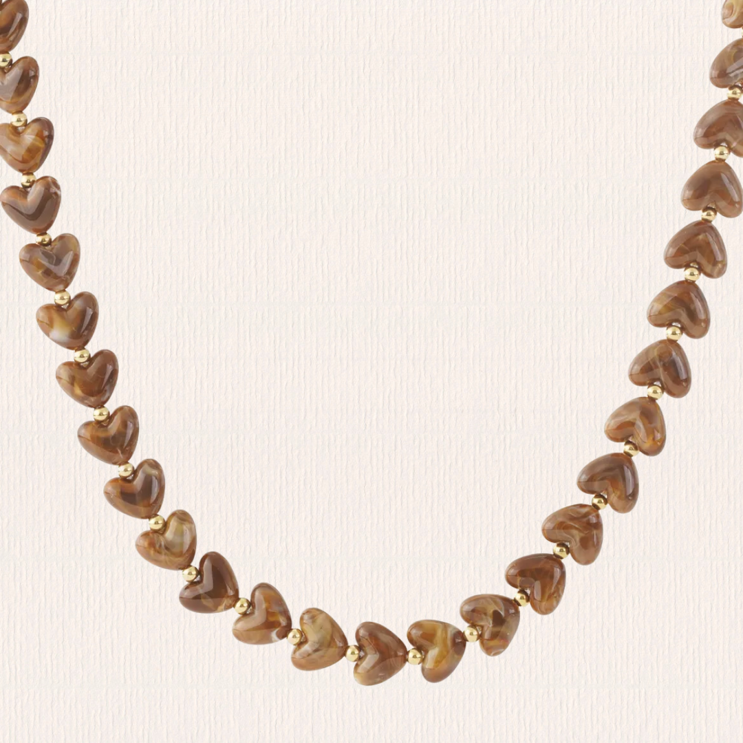 Hartjes ketting bruin