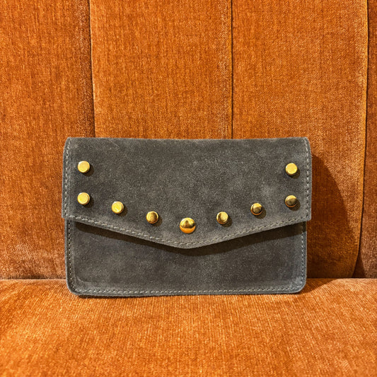Grijs/ blauw suede leren tasje