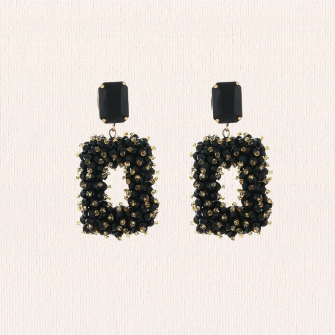 Zwarte glitter oorbellen