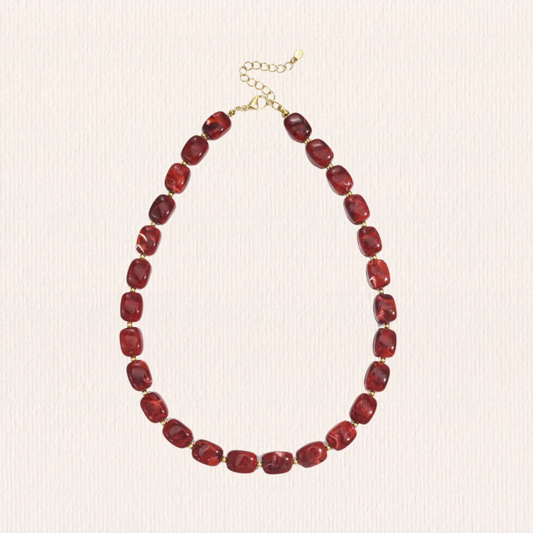 Rode kralenketting acryl