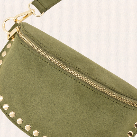 Suède heuptas met studs groen