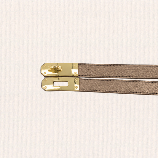 Bronzen leren verstelbare riem met draaisluiting