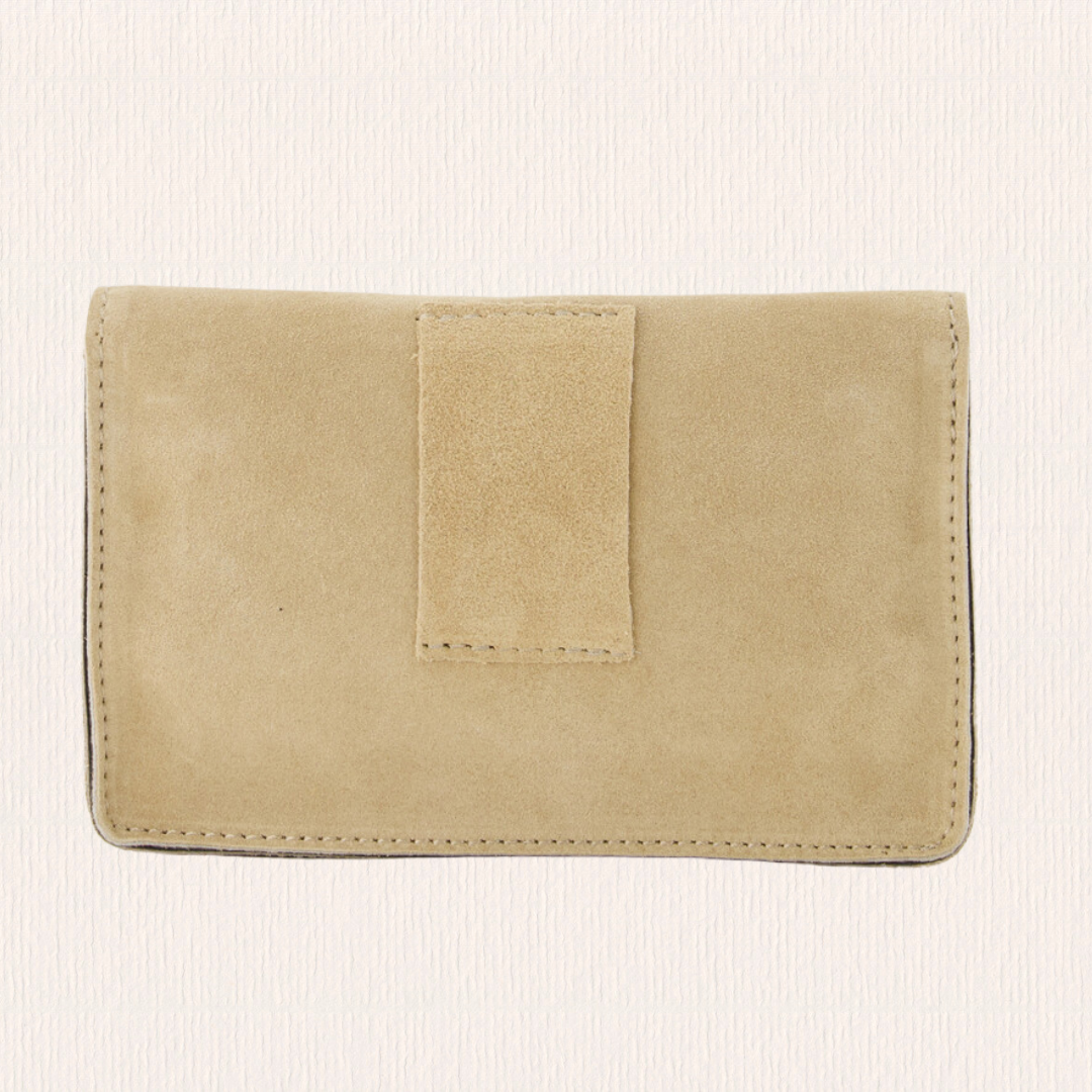 Beige suede leren tasje