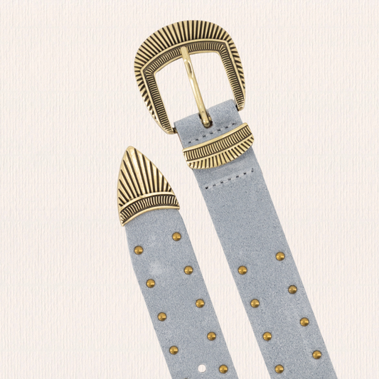 Lichtblauwe leren riem