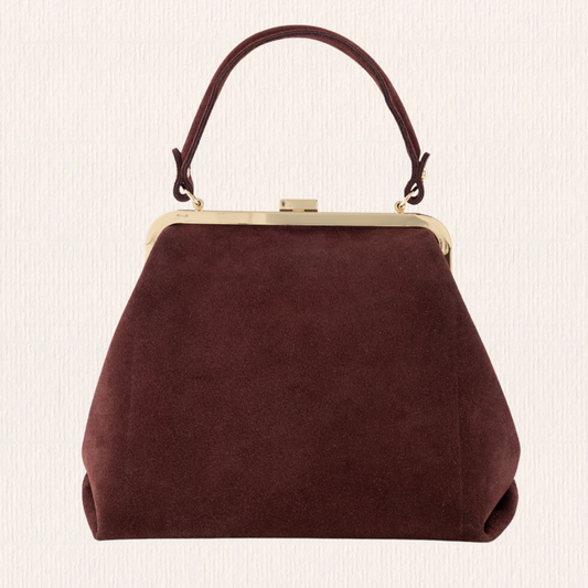 Rode suede handtas met studs