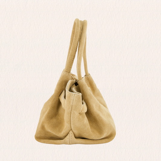 Zandkleurig handtasje met goud detail