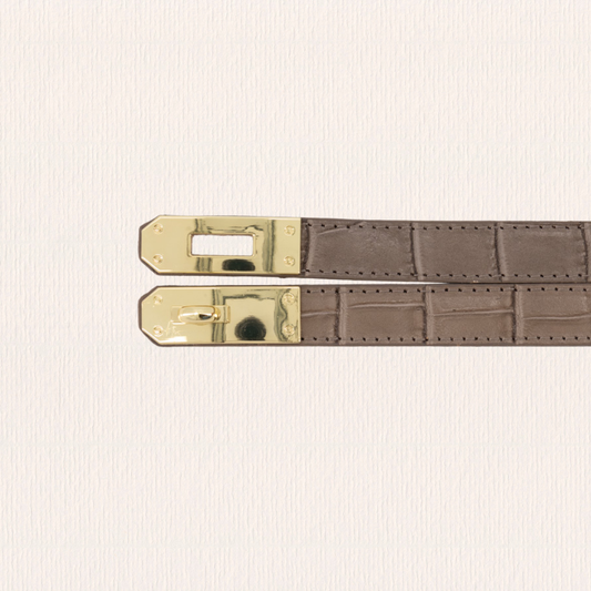 Taupe verstelbare riem met draaisluiting