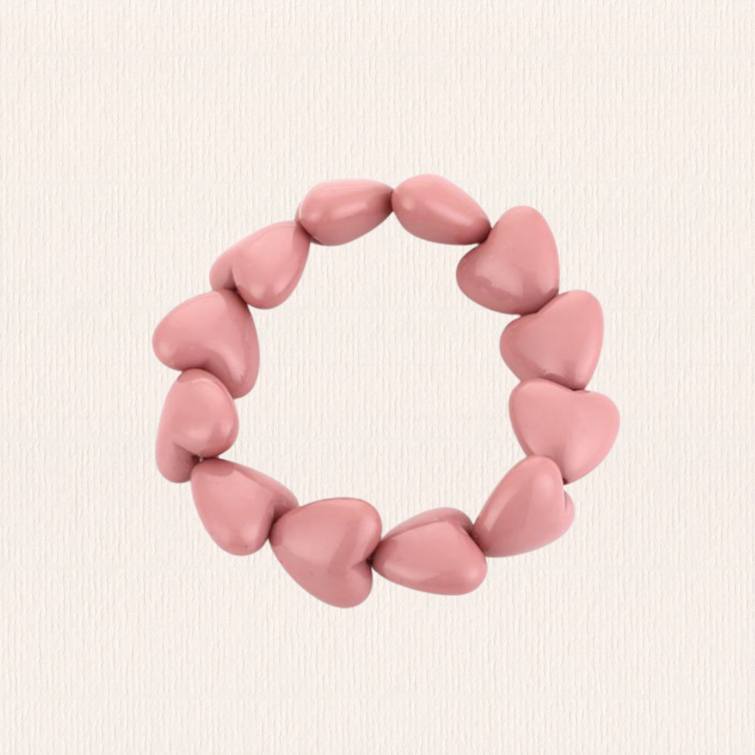Grove harten armband - roze
