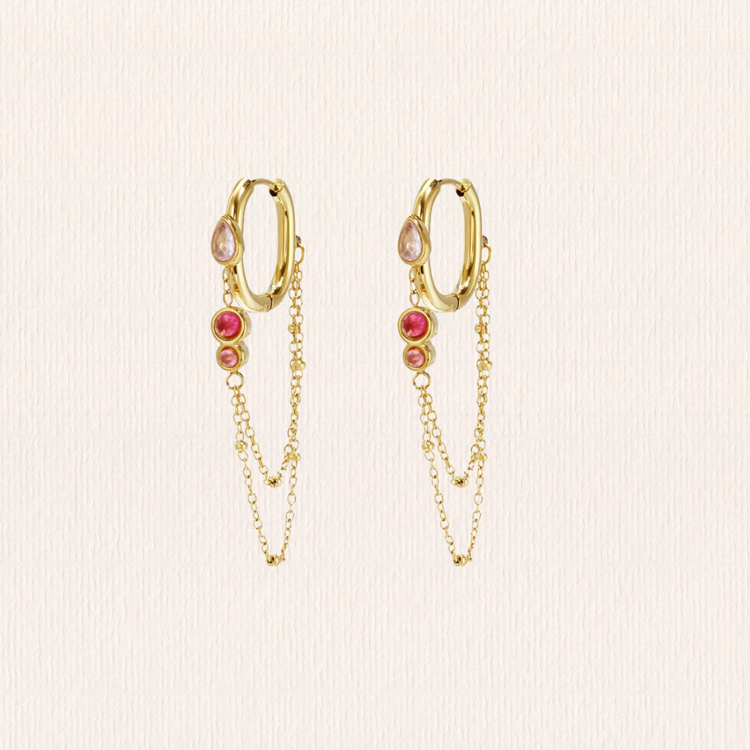 Oorbellen met roze zirkonium steentjes