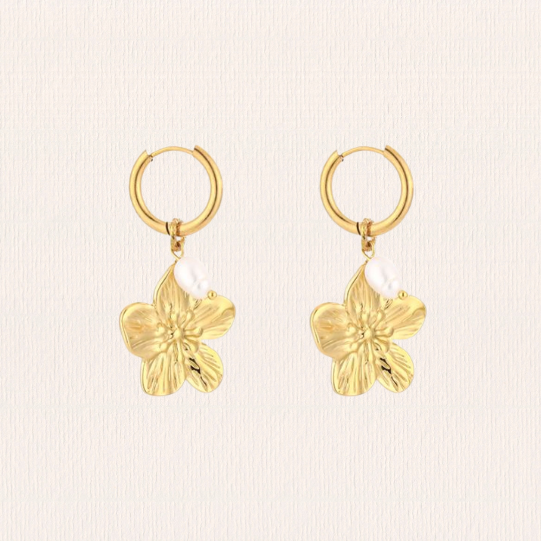 Bloem parel oorbellen