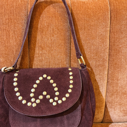 Bordeaux rode schoudertas met studs