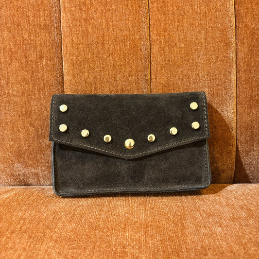 Donkerbruin suede leren tasje