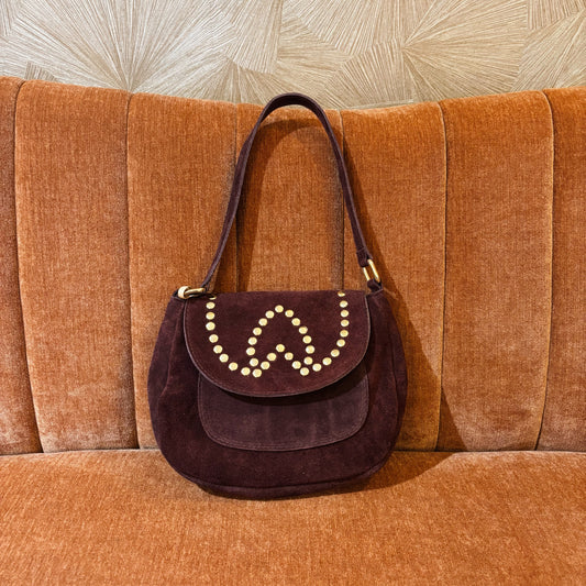 Bordeaux rode schoudertas met studs