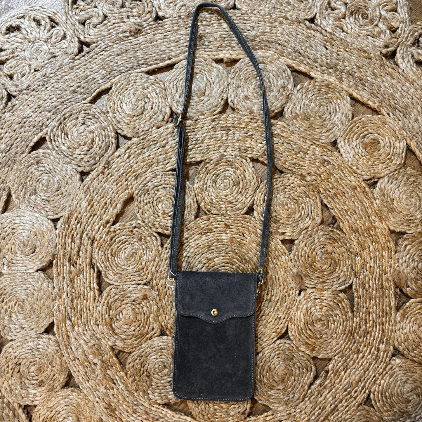 Telefoontasje suede grijs/ blauw