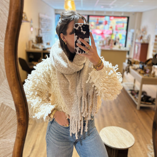 Beige glitter sjaal
