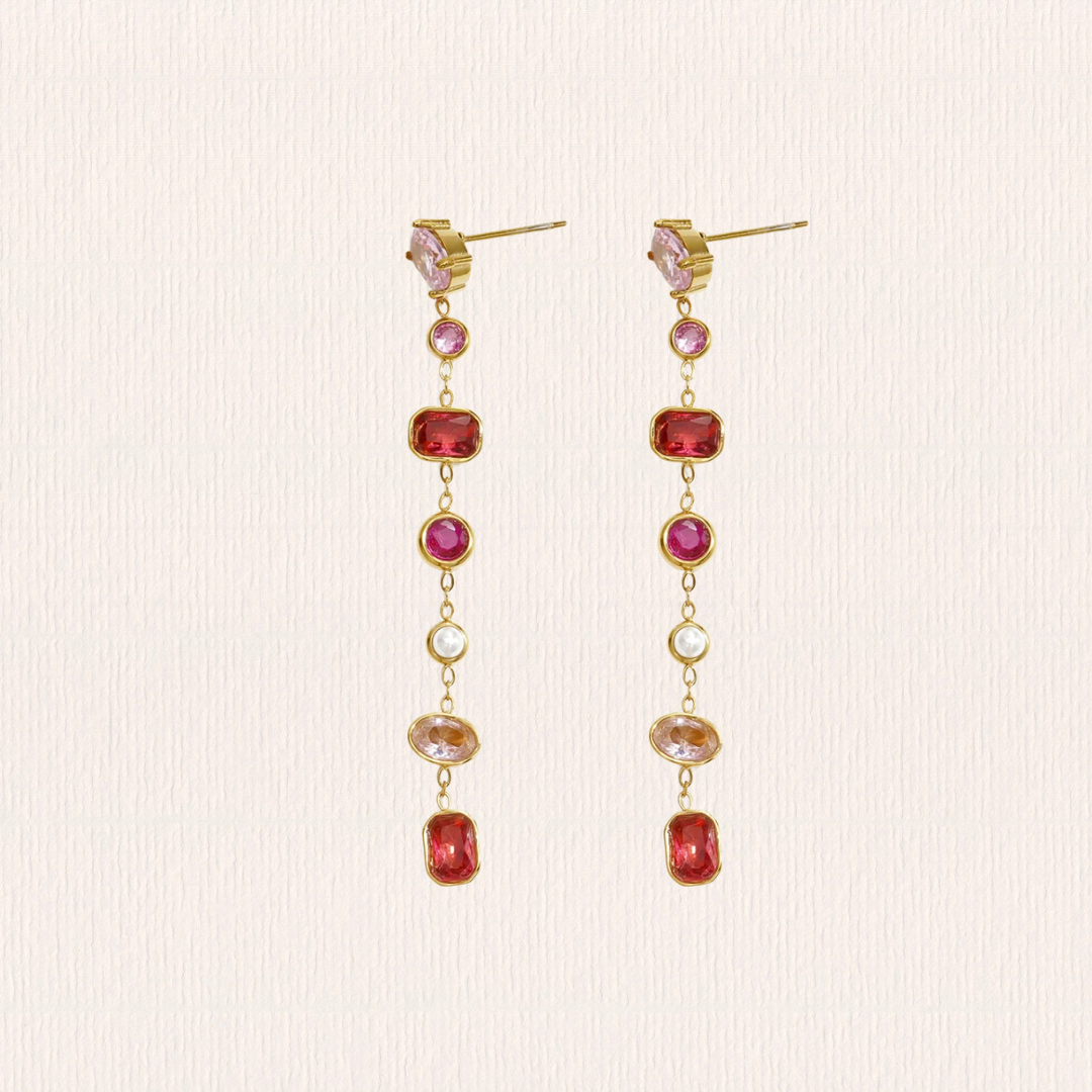 Roze zirkonium oorbellen