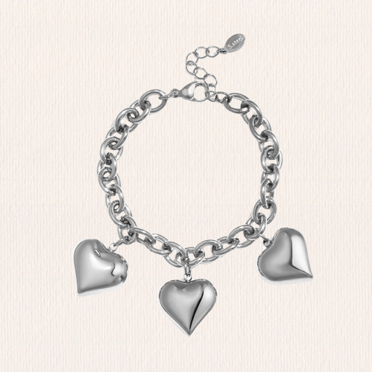 Chunky schakelarmband met grote harten