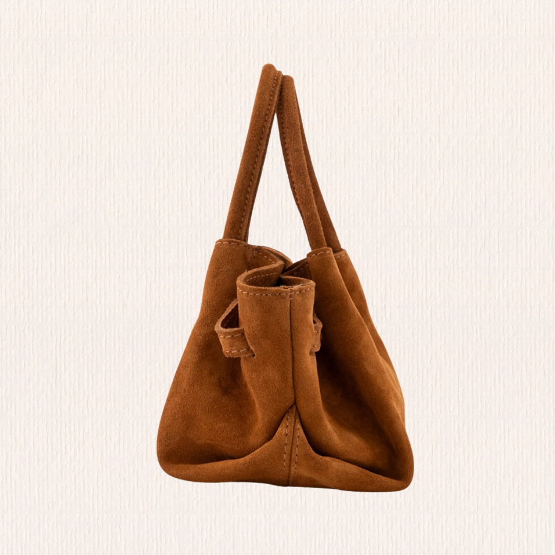 Cognac handtasje met goud detail