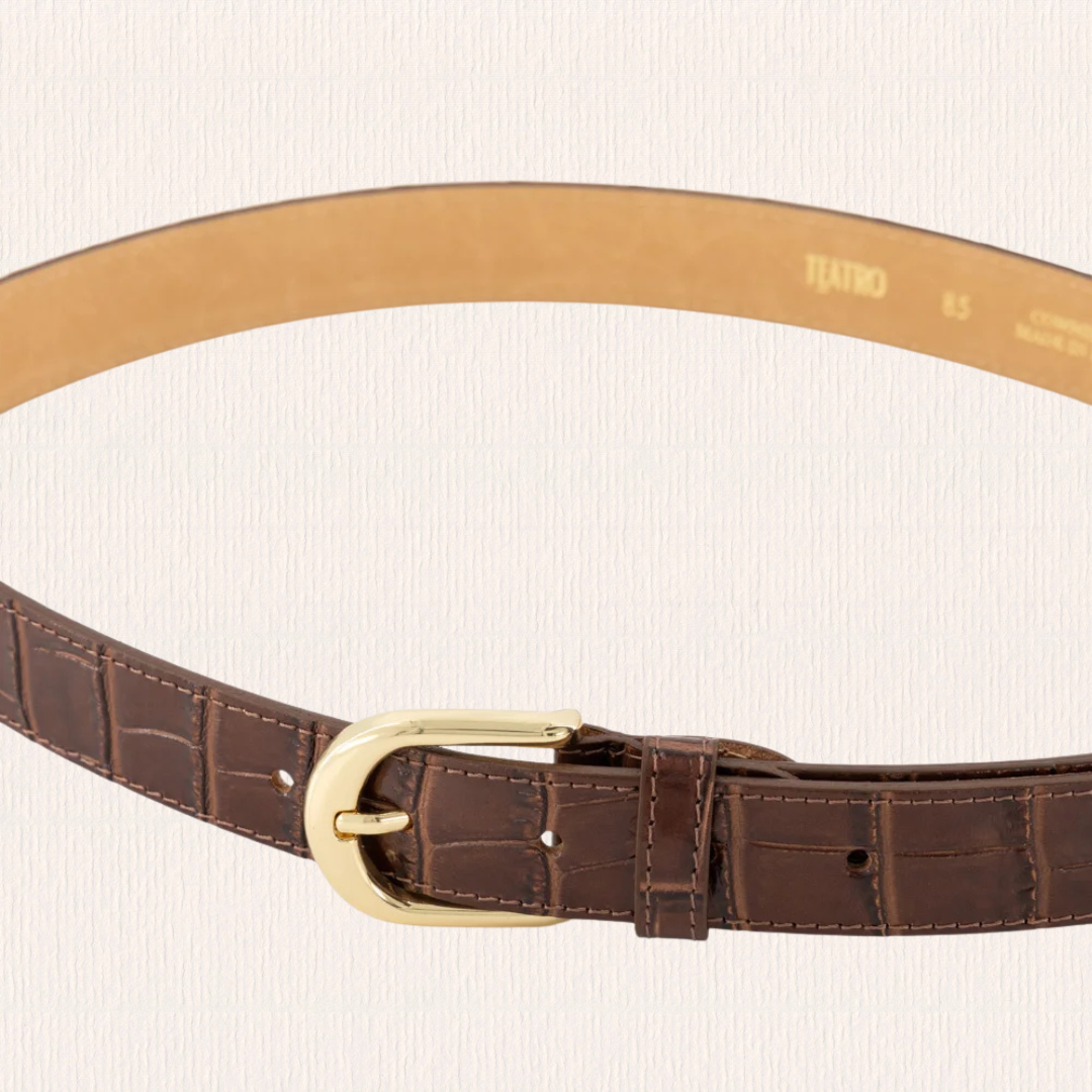 Donkerbruine riem croco