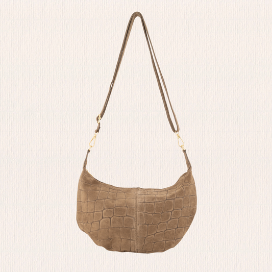 Taupe tas met crocoprint