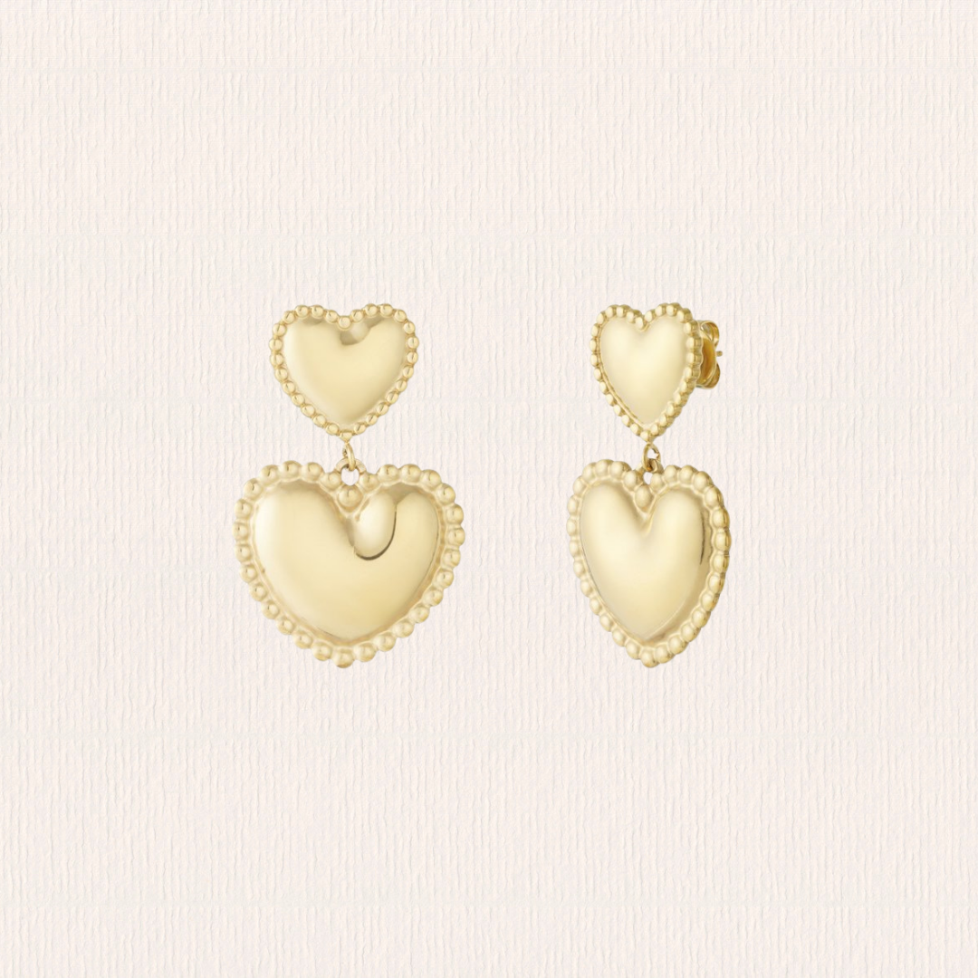 Dubbele hartjes oorbellen