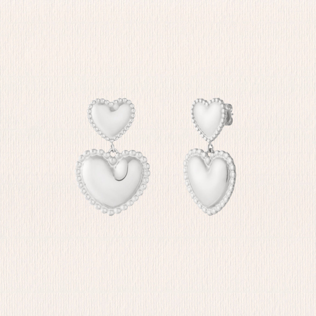 Dubbele hartjes oorbellen