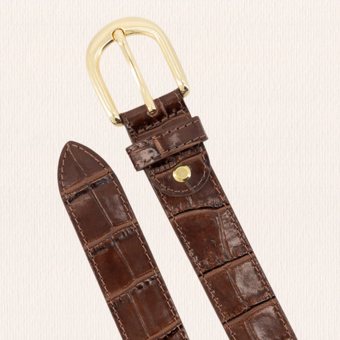 Donkerbruine riem croco