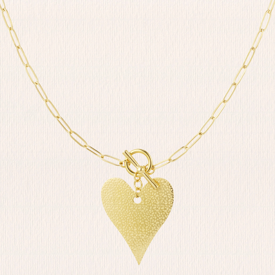 Lange schakelketting met hart bedel