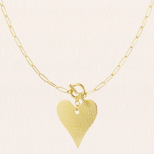 Lange schakelketting met hart bedel