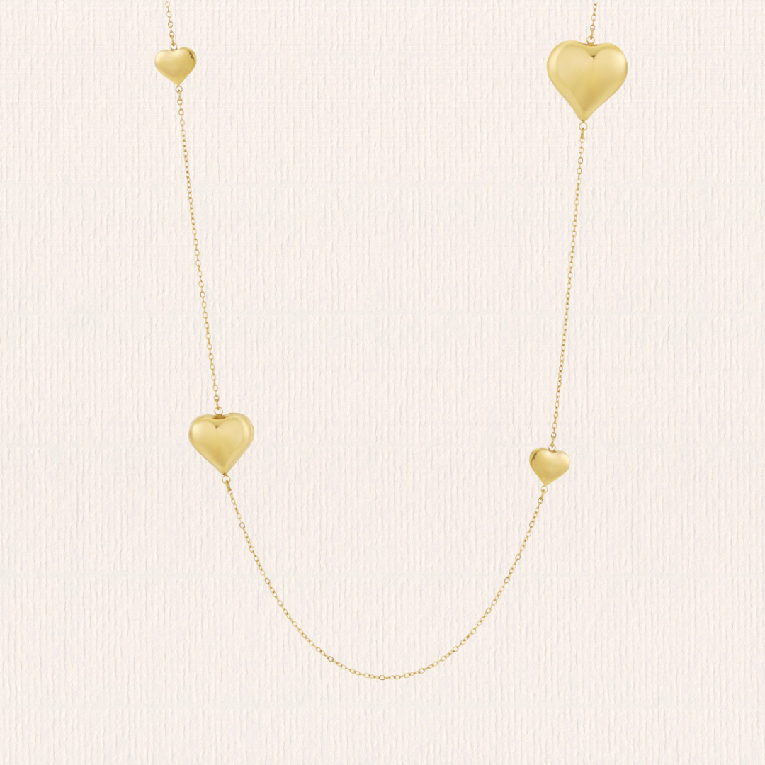 Lange ketting met hartjes