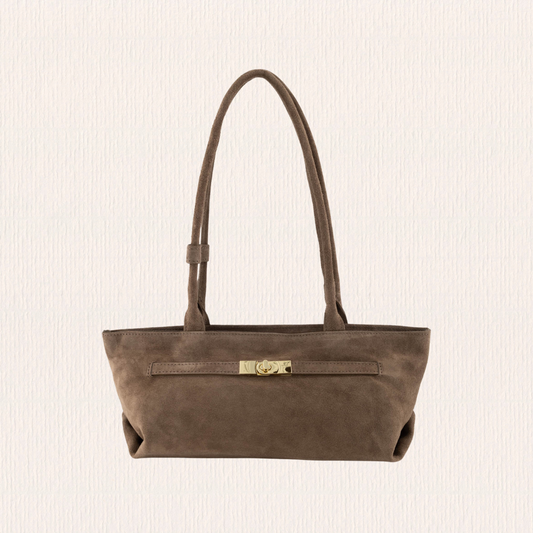 Taupe suéde handtas lang model