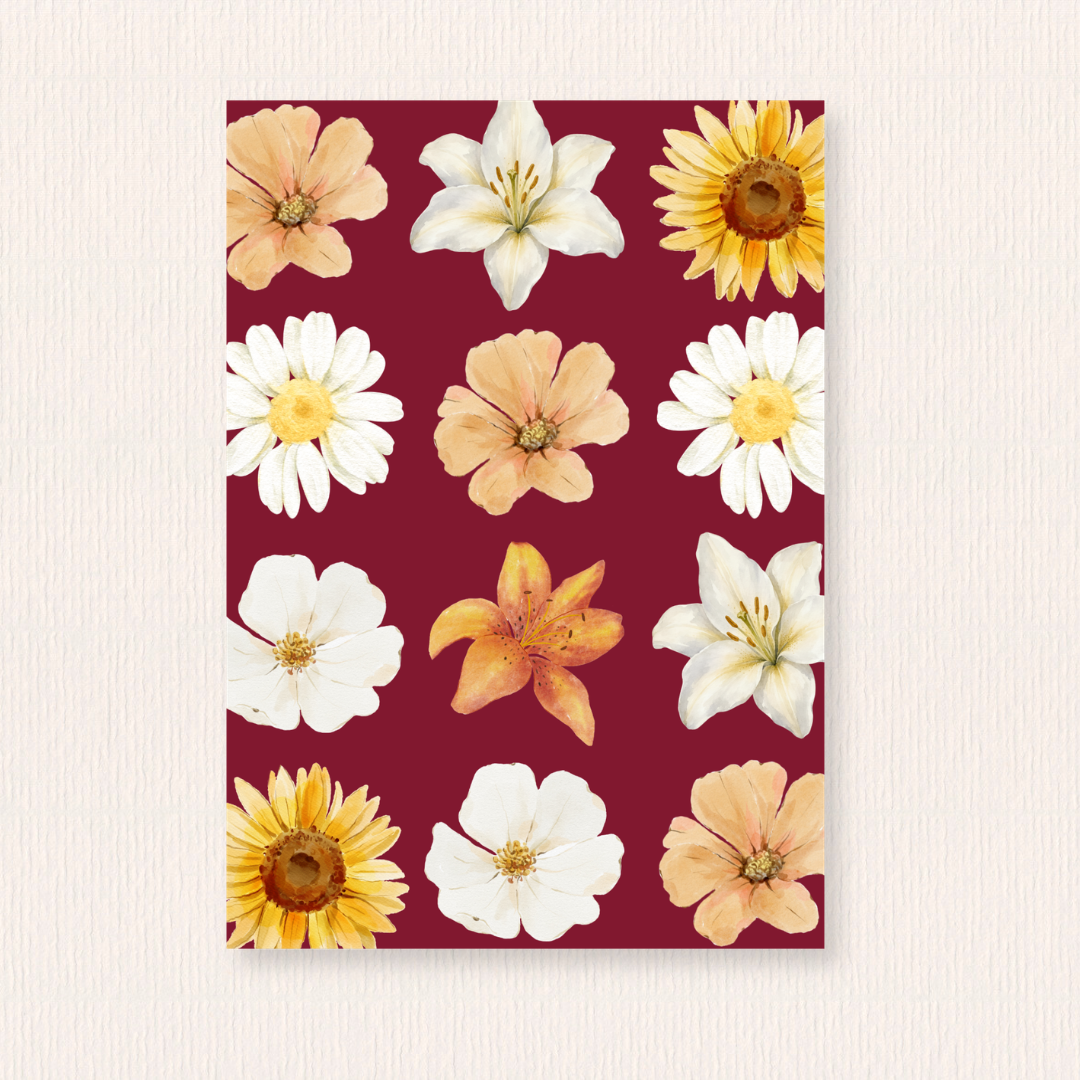 Paarse bloemen kaart