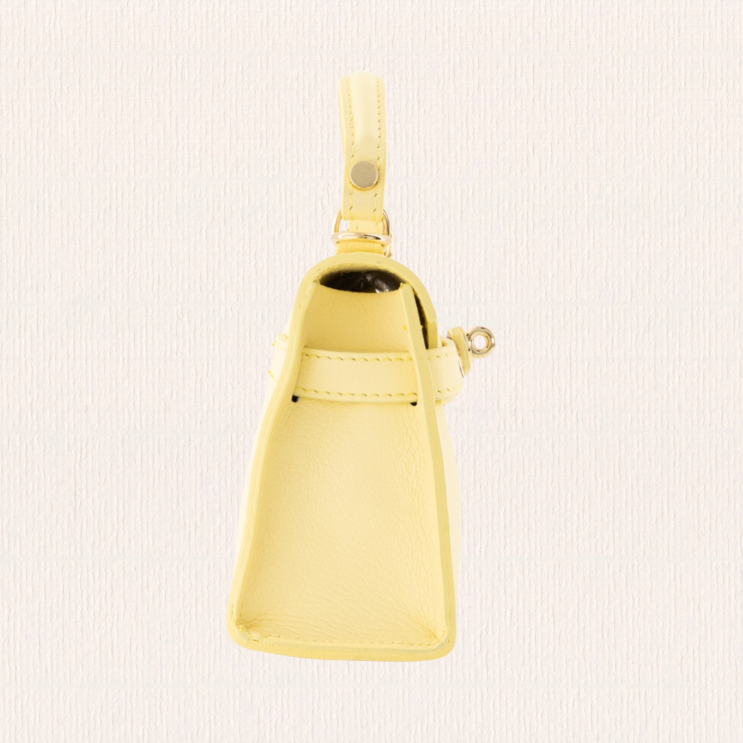 Leren handtas met gouden slotje butteryellow