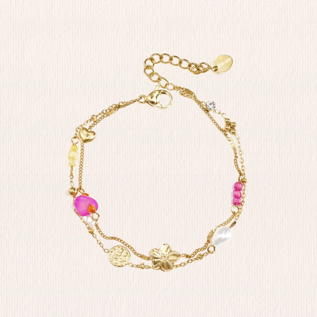 Bedelarmbandje met steentjes en kraaltjes