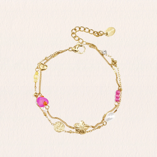 Bedelarmbandje met steentjes en kraaltjes