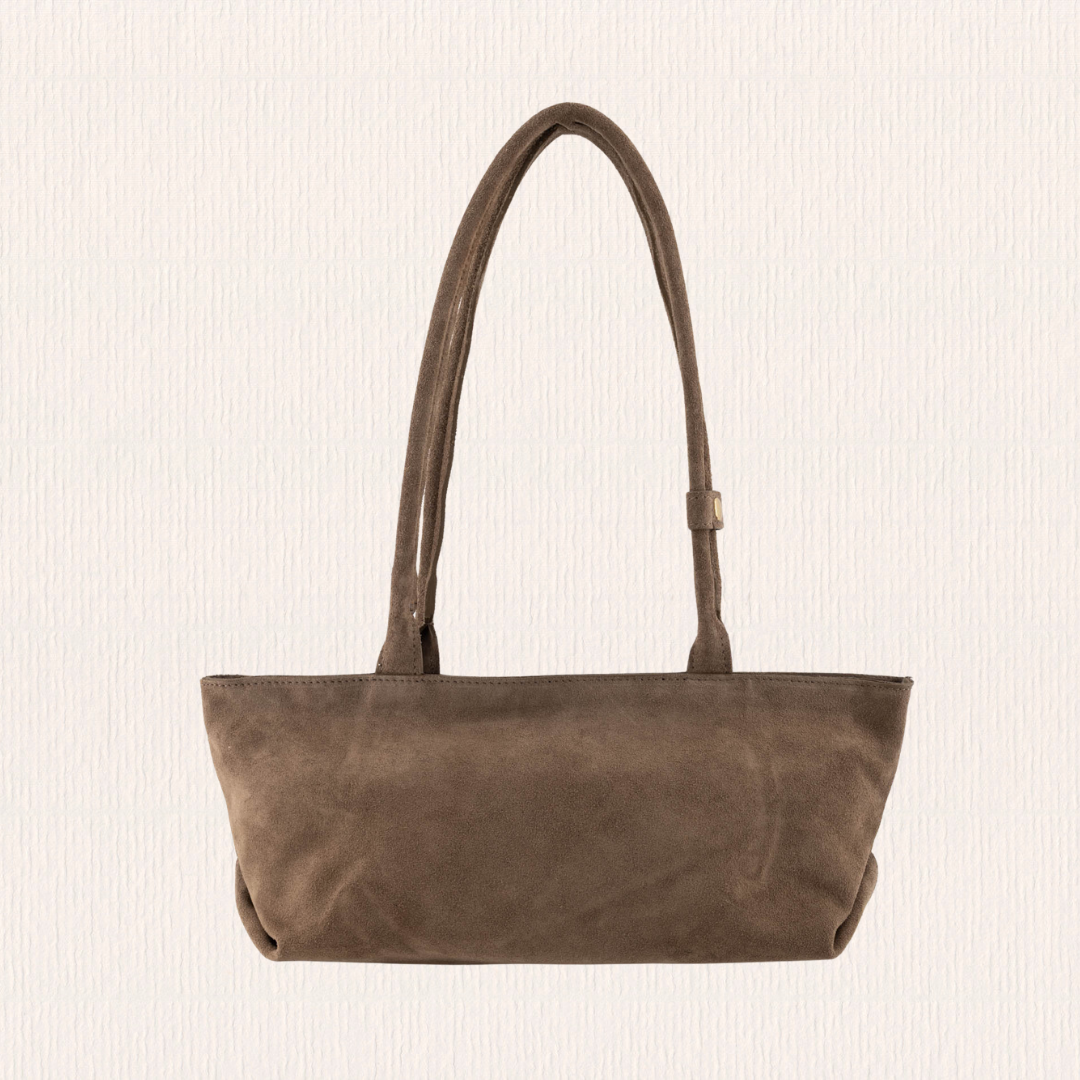 Taupe suéde handtas lang model