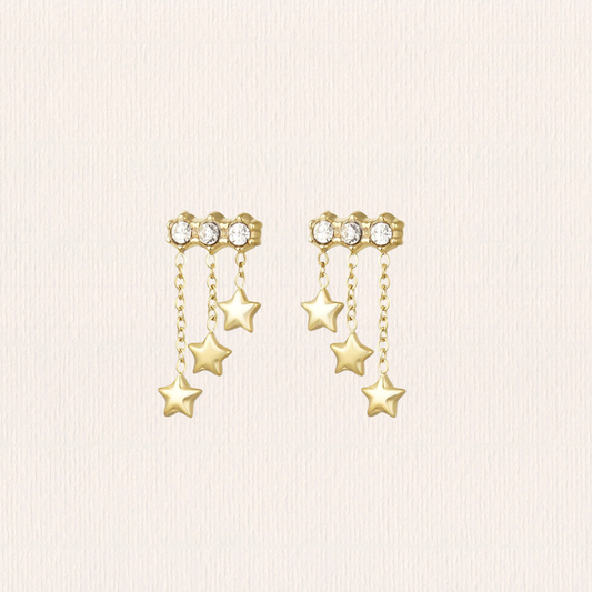 Oorringetjes met ketting en steentjes