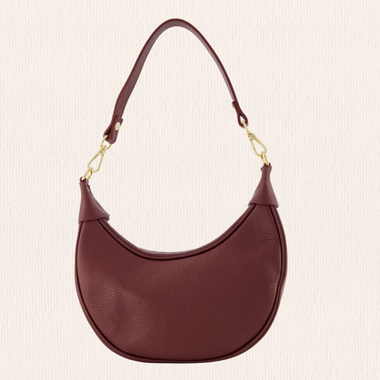 Leren tas met bolling bordeaux