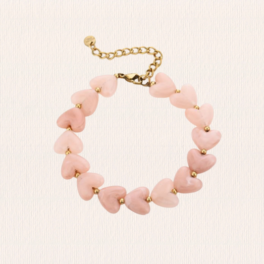 Roze hartjes armband