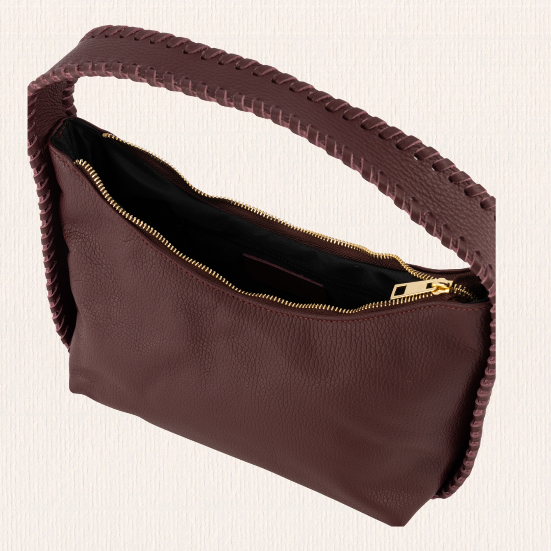 Handtasje met ruffelrandje bordeaux