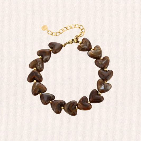 Bruine hartjes armband