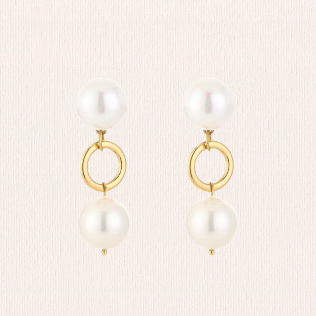 Dubbele parel oorbellen