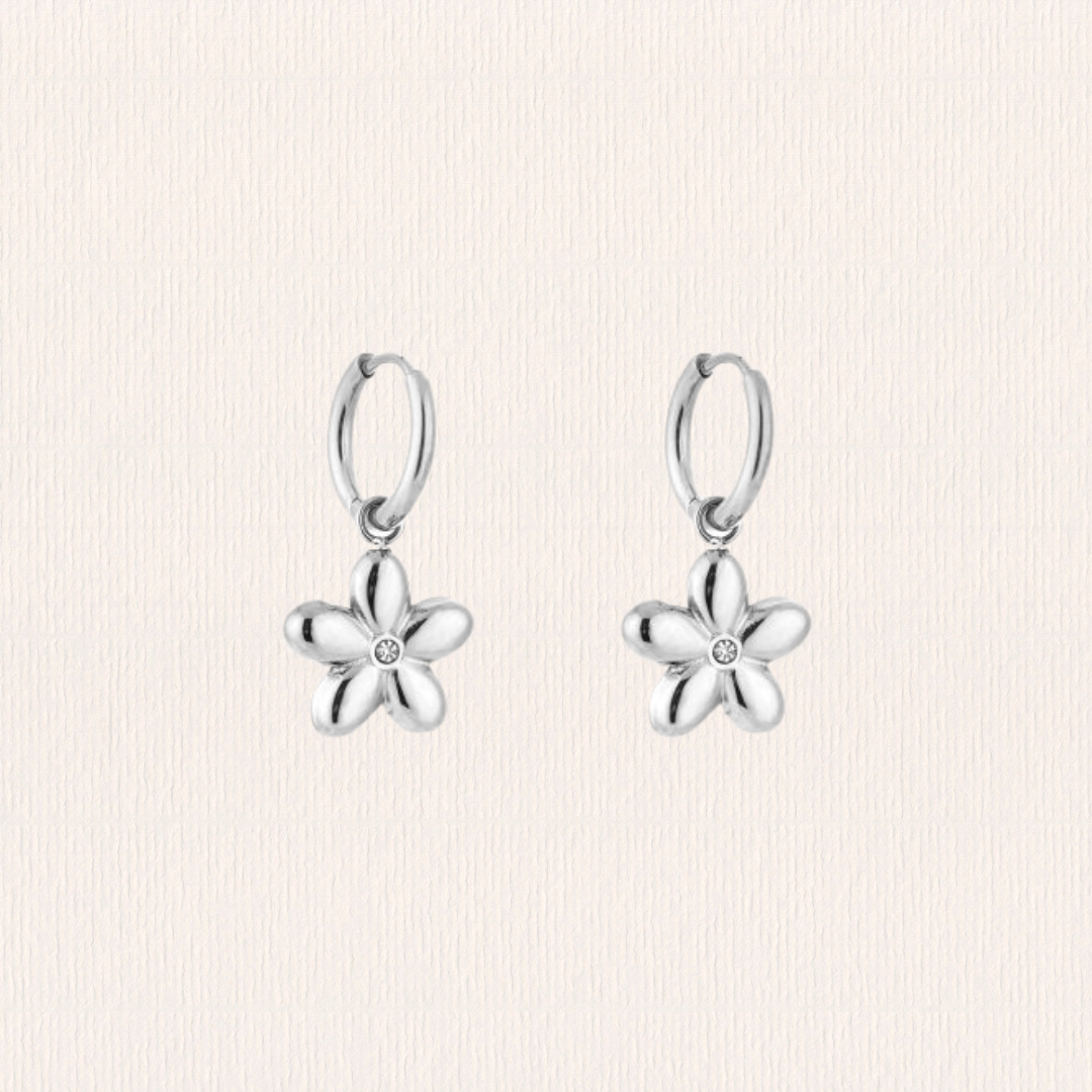 Glitterbloem oorbellen