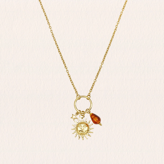 Gouden ketting met zon bedel