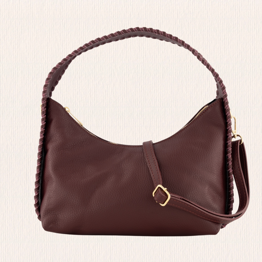 Handtasje met ruffelrandje bordeaux