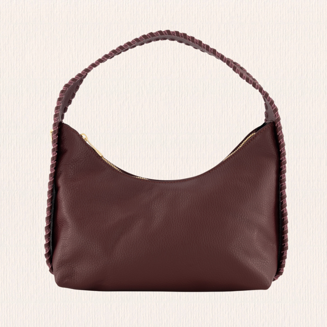 Handtasje met ruffelrandje bordeaux