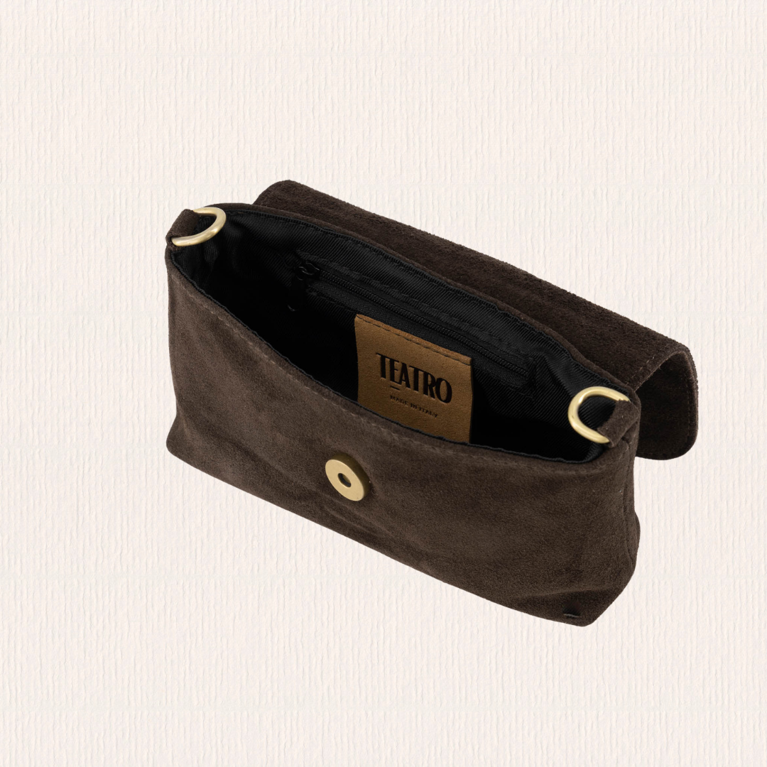 Donkerbruine suéde crossbodytas